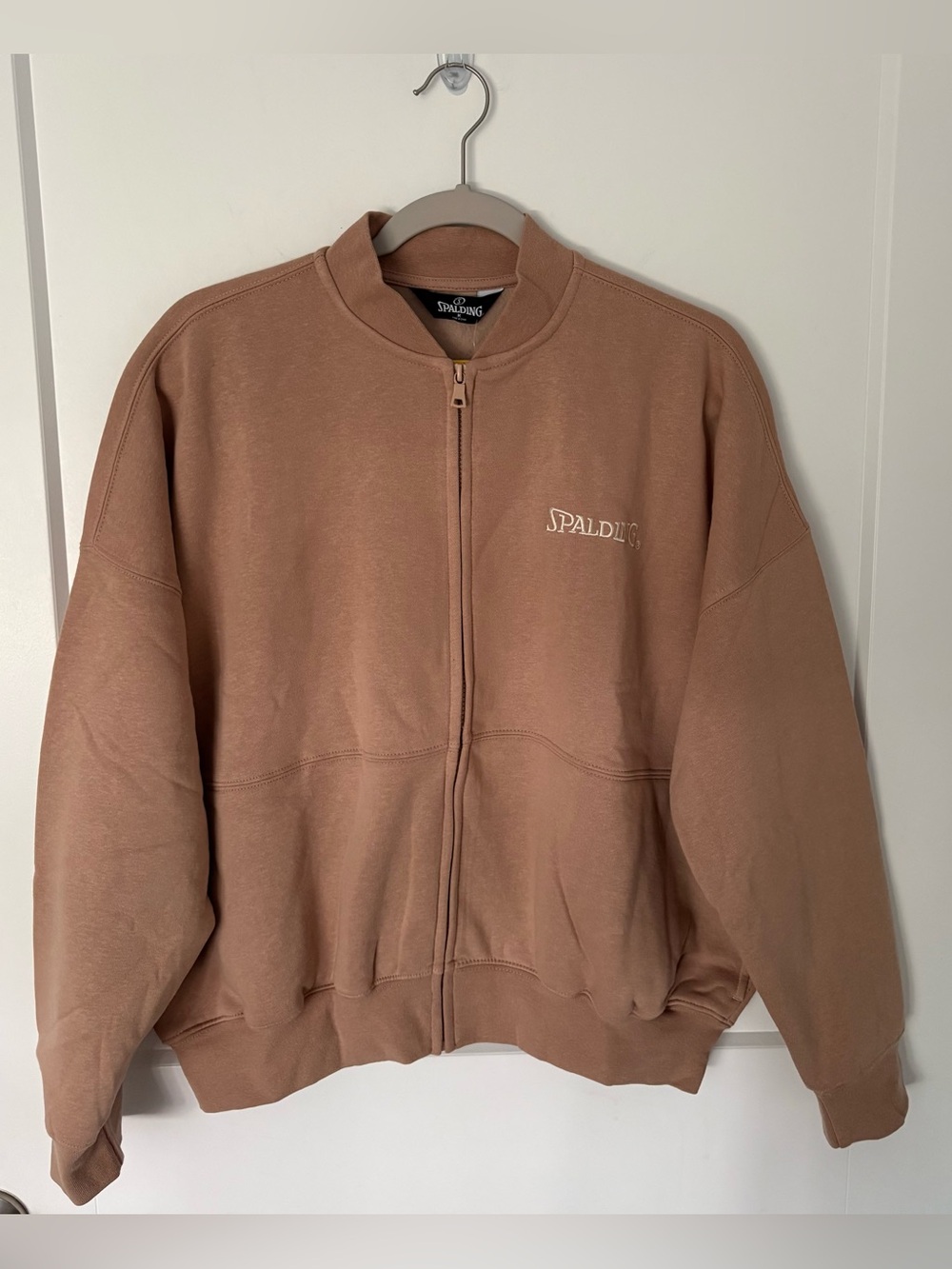 Spalding Women's Zip-Front Fleece Bomber Jacket in Taupe - Medium